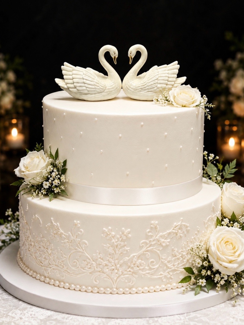 Lenox Swan Pair 3” Ivory Porcelain | Wedding Cake Toppers Card Holders | Gold